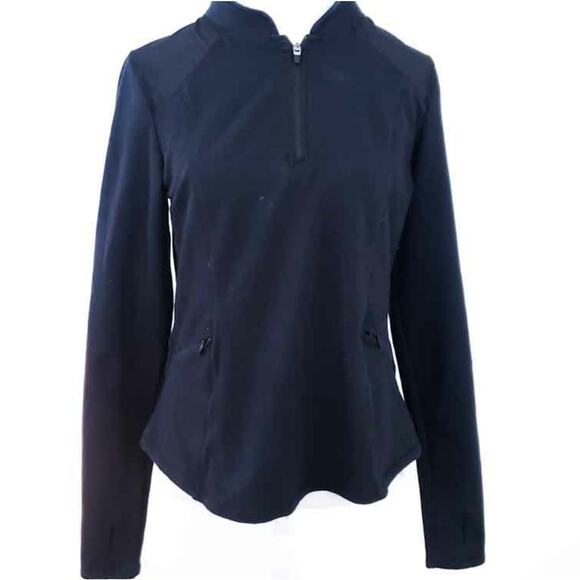 Fabletics Delamo Mesh Jacket Black 1/4 Zip Pullover Womens Athletic Jacket Run - Picture 3 of 9